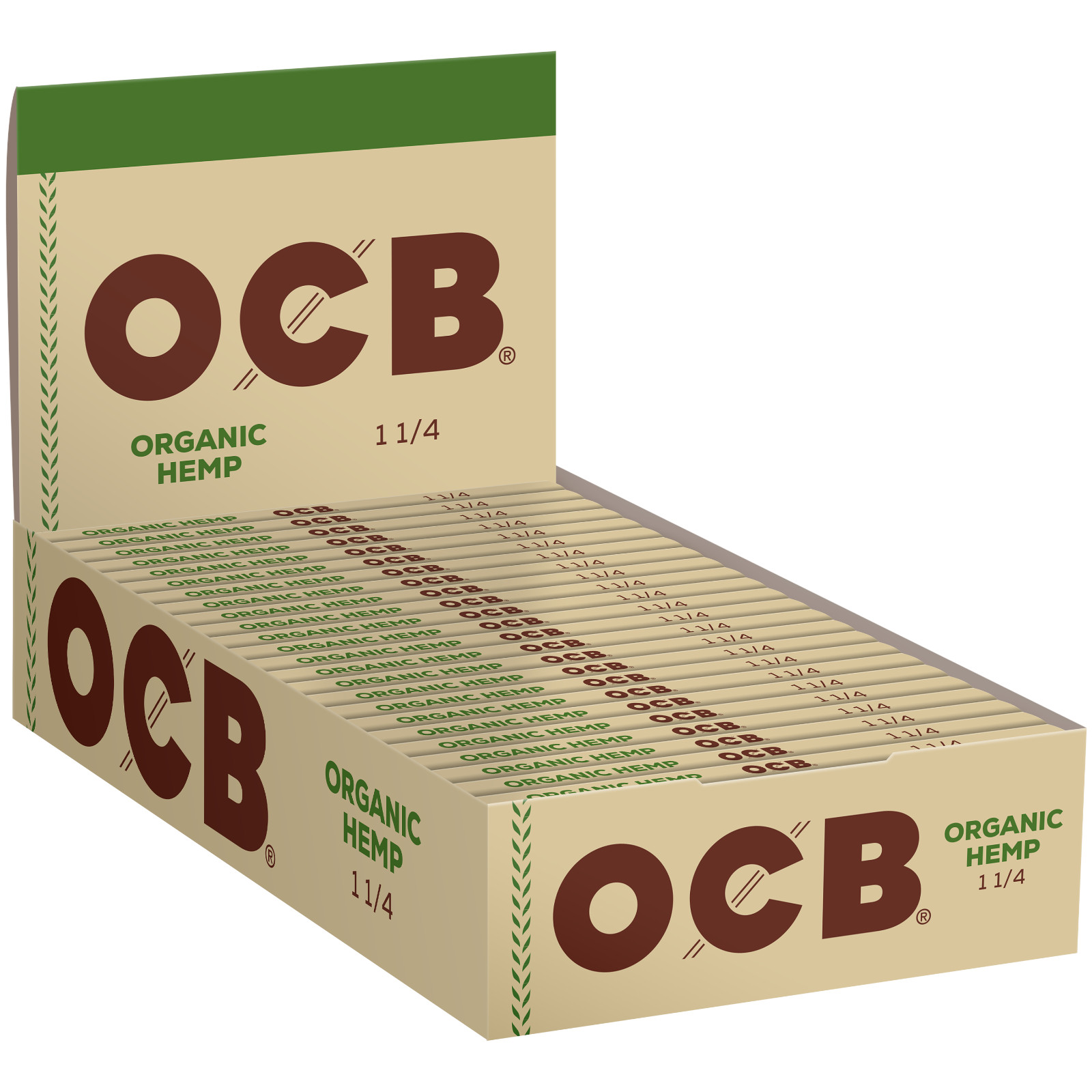 OCB Organic Hemp 1 1/4 Rolling Papers 1.25 Unbleached (Full Box of 24 Booklets)
