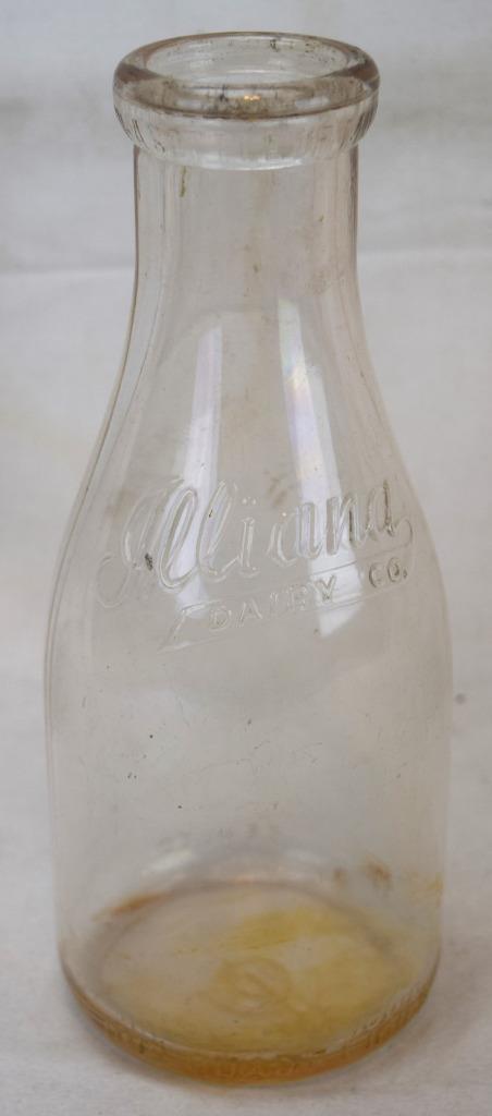 Illiana Dairy Co. Vintage Quart Round Glass Milk Bottle