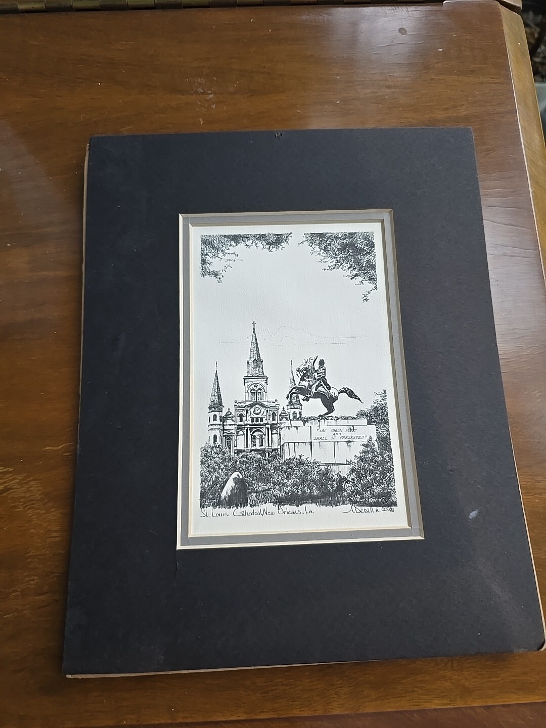 Vintage May 1975 Signed A. Dedlila Print  St. Louis Cathedral, New Orleans, La 