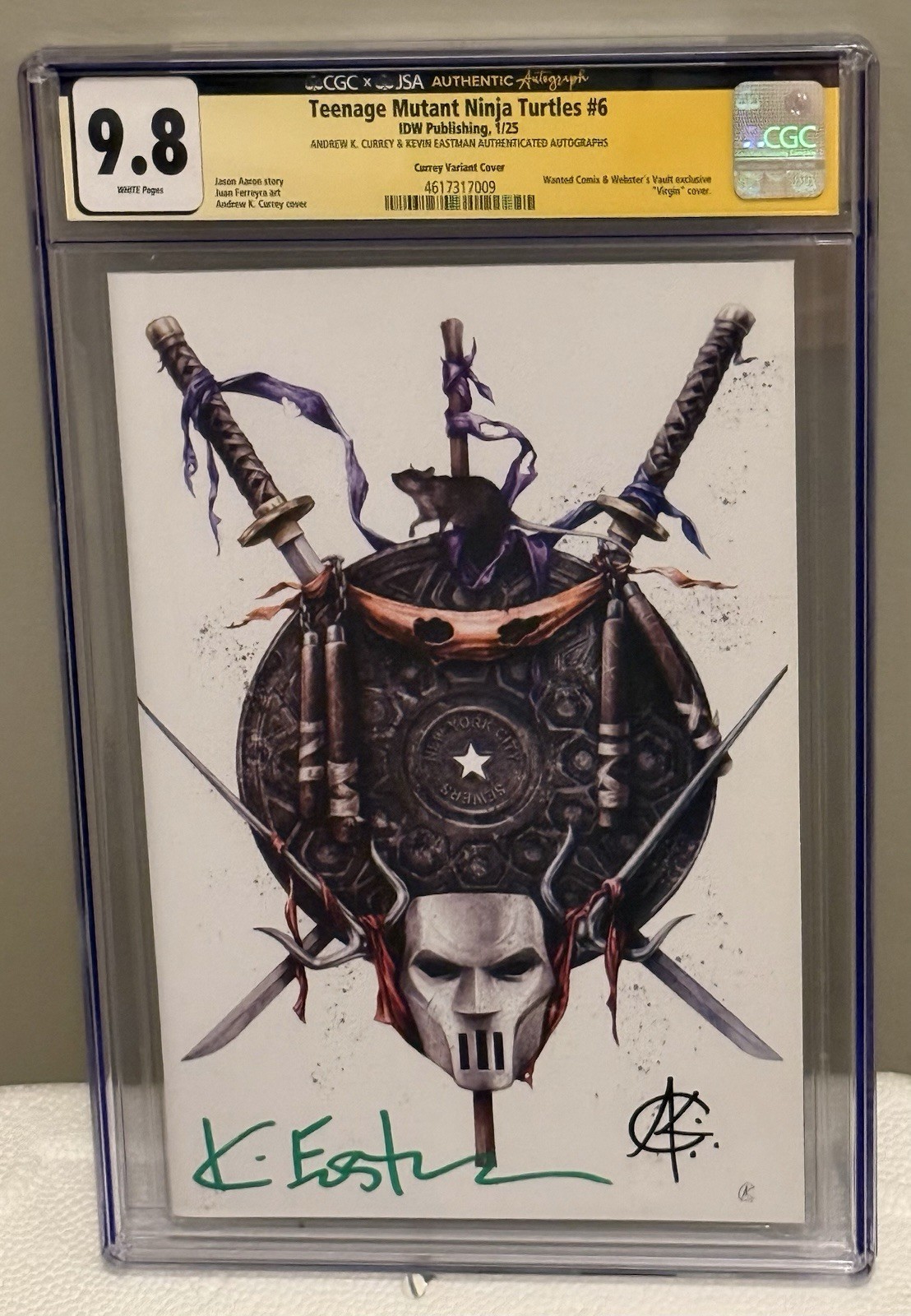 TMNT #6 CGC 9.8 SS Dual Signed Kevin Eastman Andrew Currey Wanted Variant