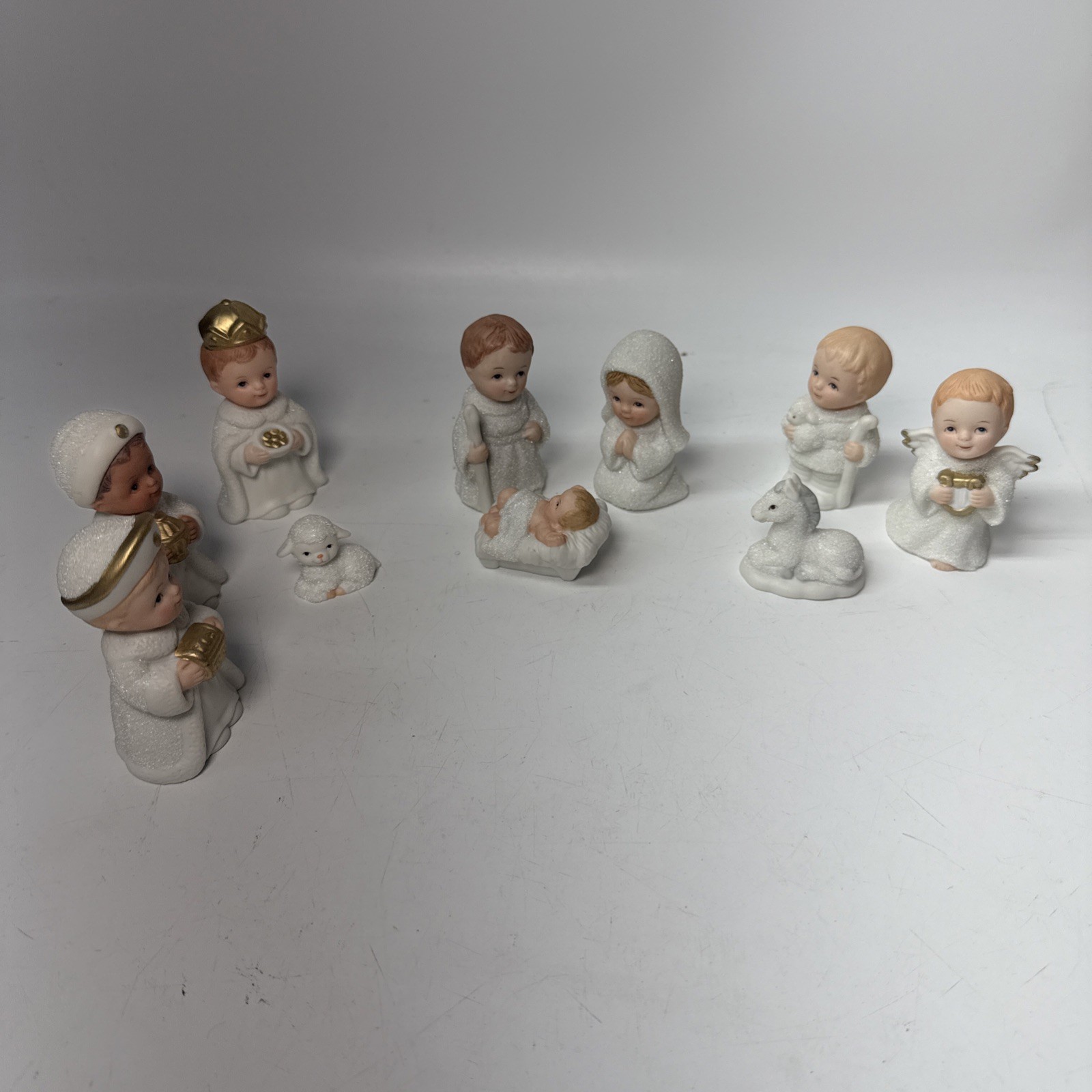 Vtg 10 Pcs HOMCO NATIVITY SET #5609 Home Interiors White Figurines  Excellent