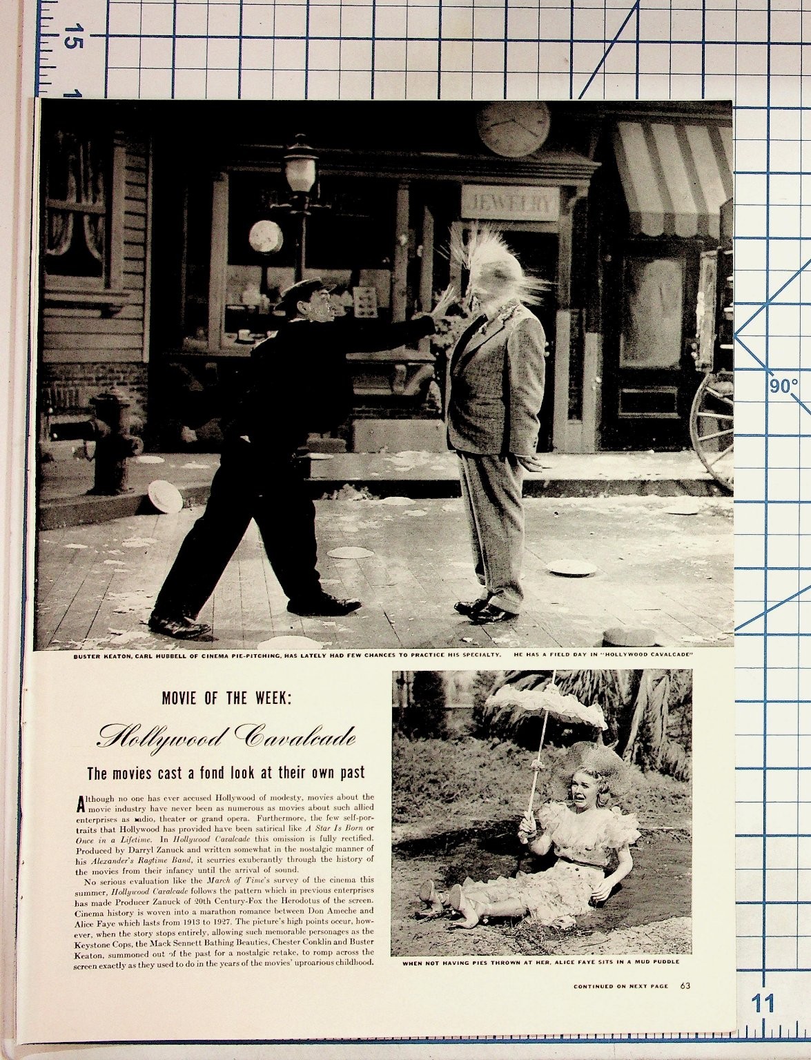1939 Hollywood Cavalcade Magazine Article & Vintage Ads Buster Keaton Alice Faye