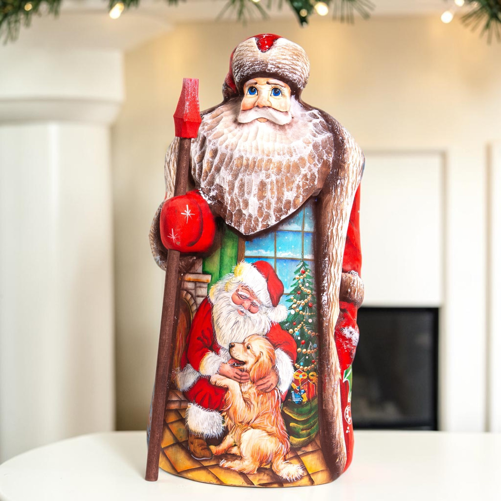 Wooden Old World Santa Figurine 9.5