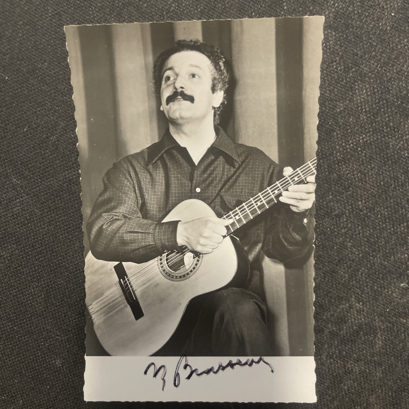 Vintage Postcard Song Georges Brassens Autograph Signature Dedication