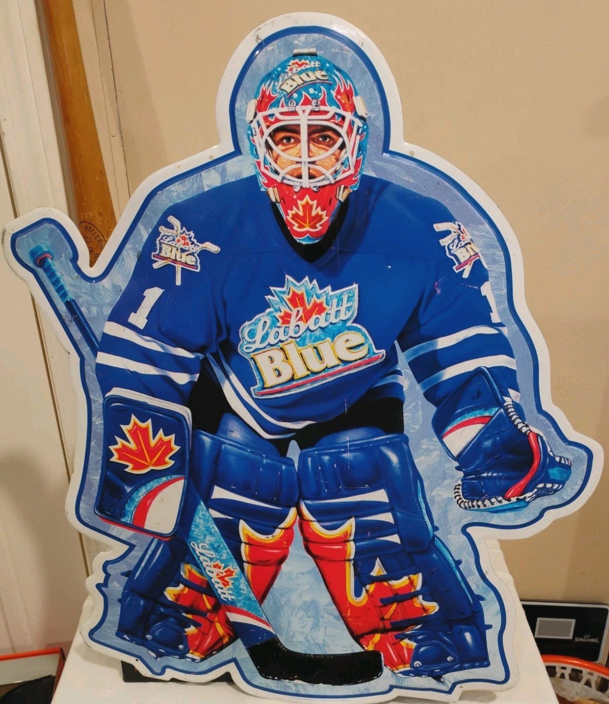 Vtg Labatt Blue Beer Metal Tin Hockey Goalie Advertising Bar Sign 23 Vtg Labatt Blue Beer Metal Tin Hockey Goalie Advertising Bar Sign 23