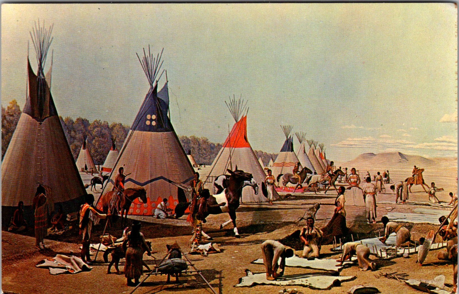 Plains Indian Encampment MI State University Ann Arbor Vintage Postcard TP15-11 Plains Indian Encampment MI State University Ann Arbor Vintage Postcard TP15-11