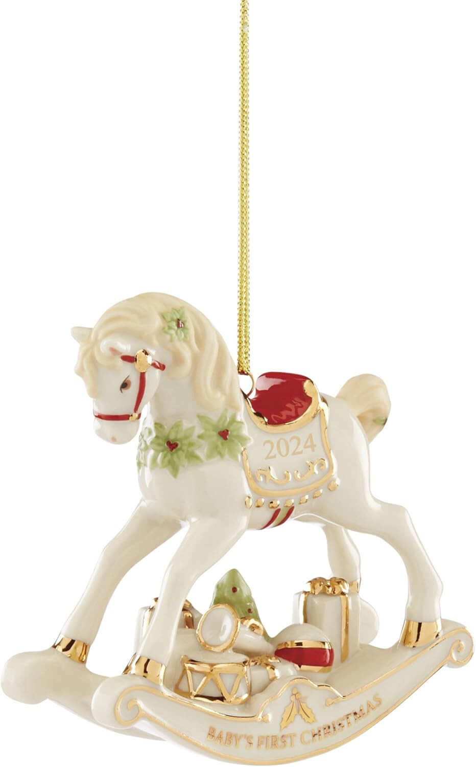 Lenox China VINTAGE ROCKING HORSE 2024 Baby's First Christmas Ornament N/O