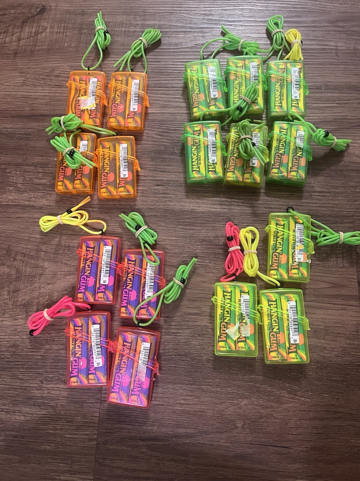 Vintage 1992 Amurol BUBBLE BEEPER Gum Container 3” Candy NEON GREEN PINK ORANGE