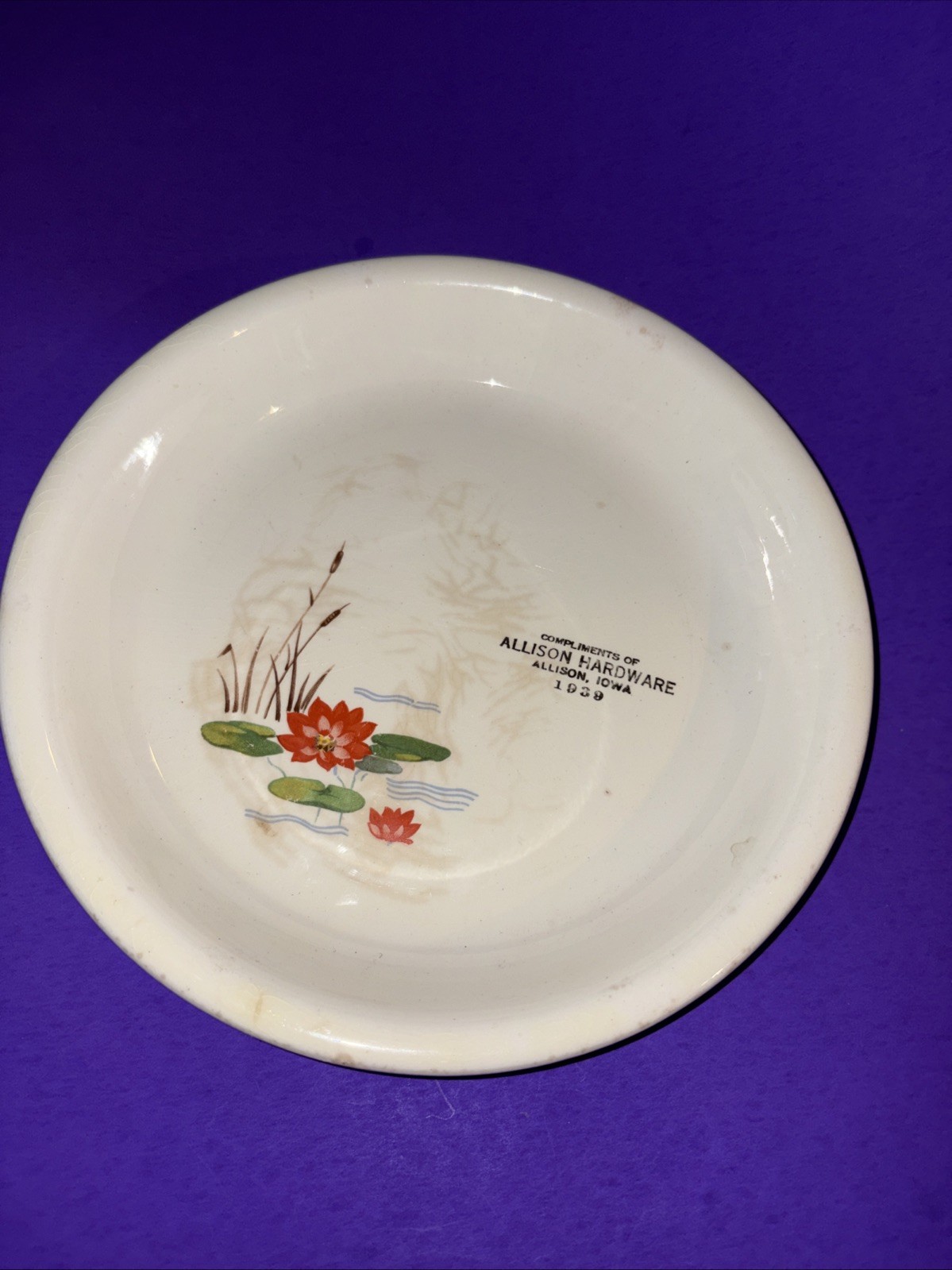 1939 Allison, Iowa Hardware Ad Ovenware Plate Wheelock Peoria