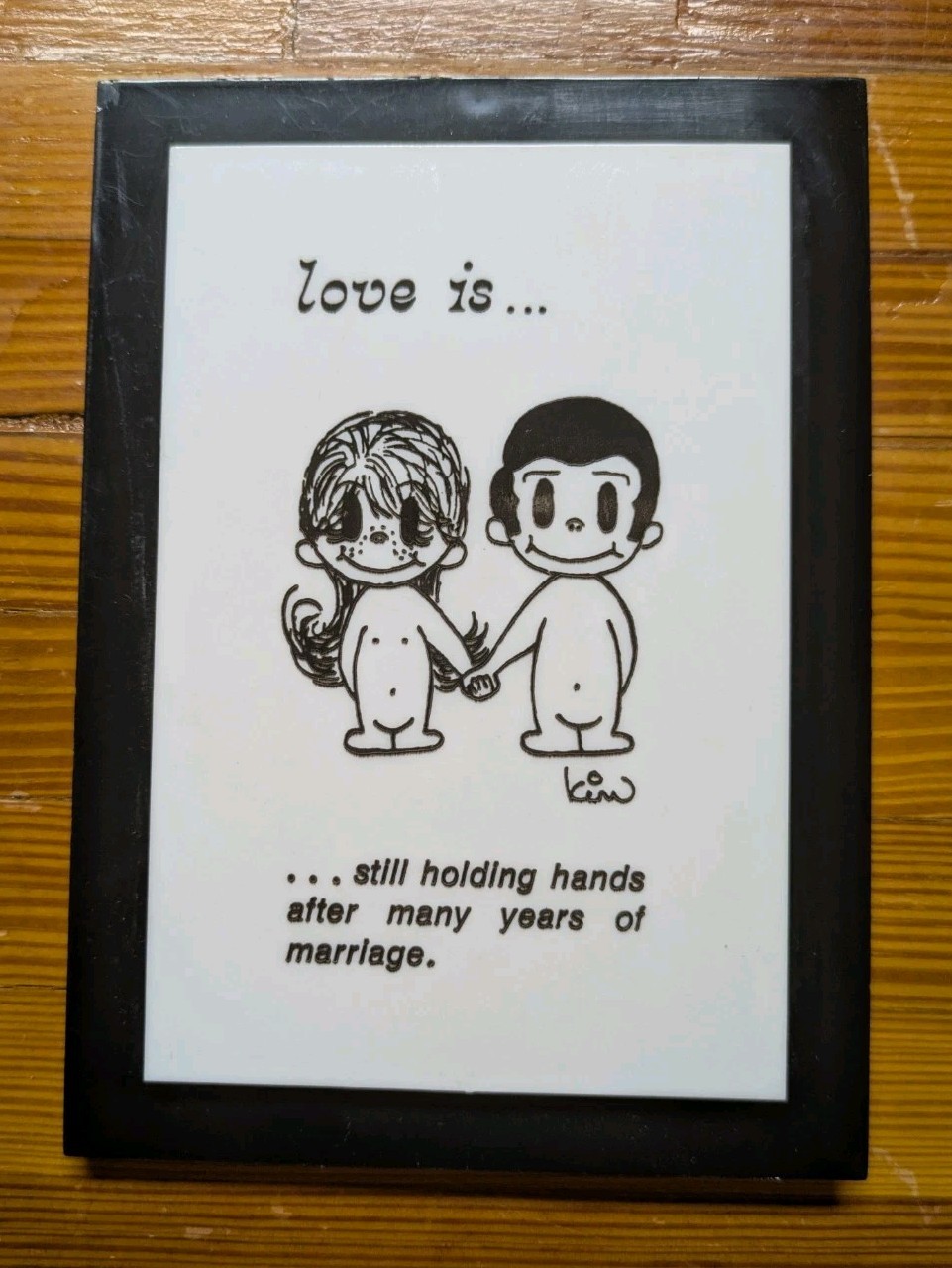 Vintage 1970\'s Kim Casali Love Is... Plaque Plastic Frame Holding Hands Rare Art