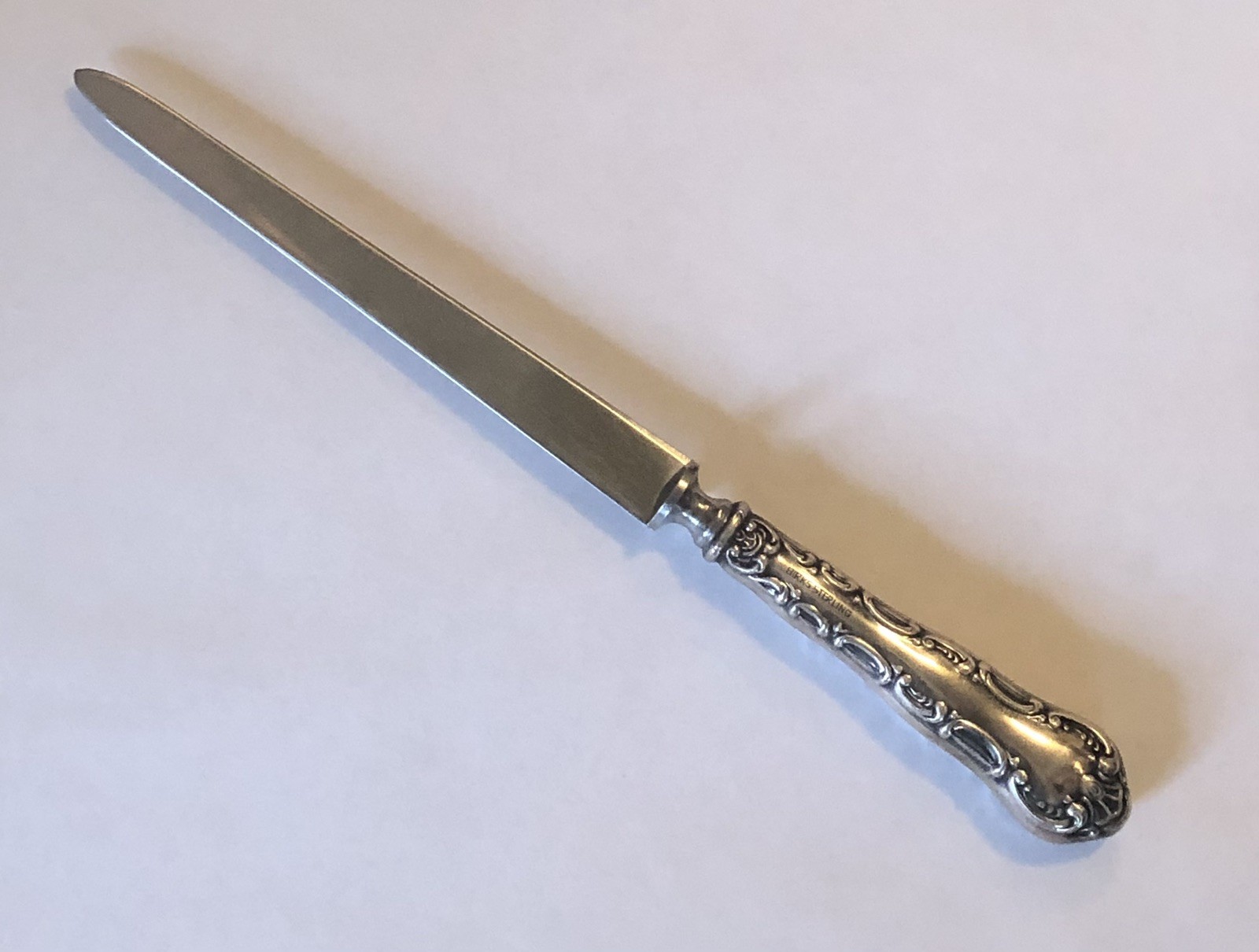 Vtg Birks Sterling Silver Handle LETTER OPENER Pompadour 8\