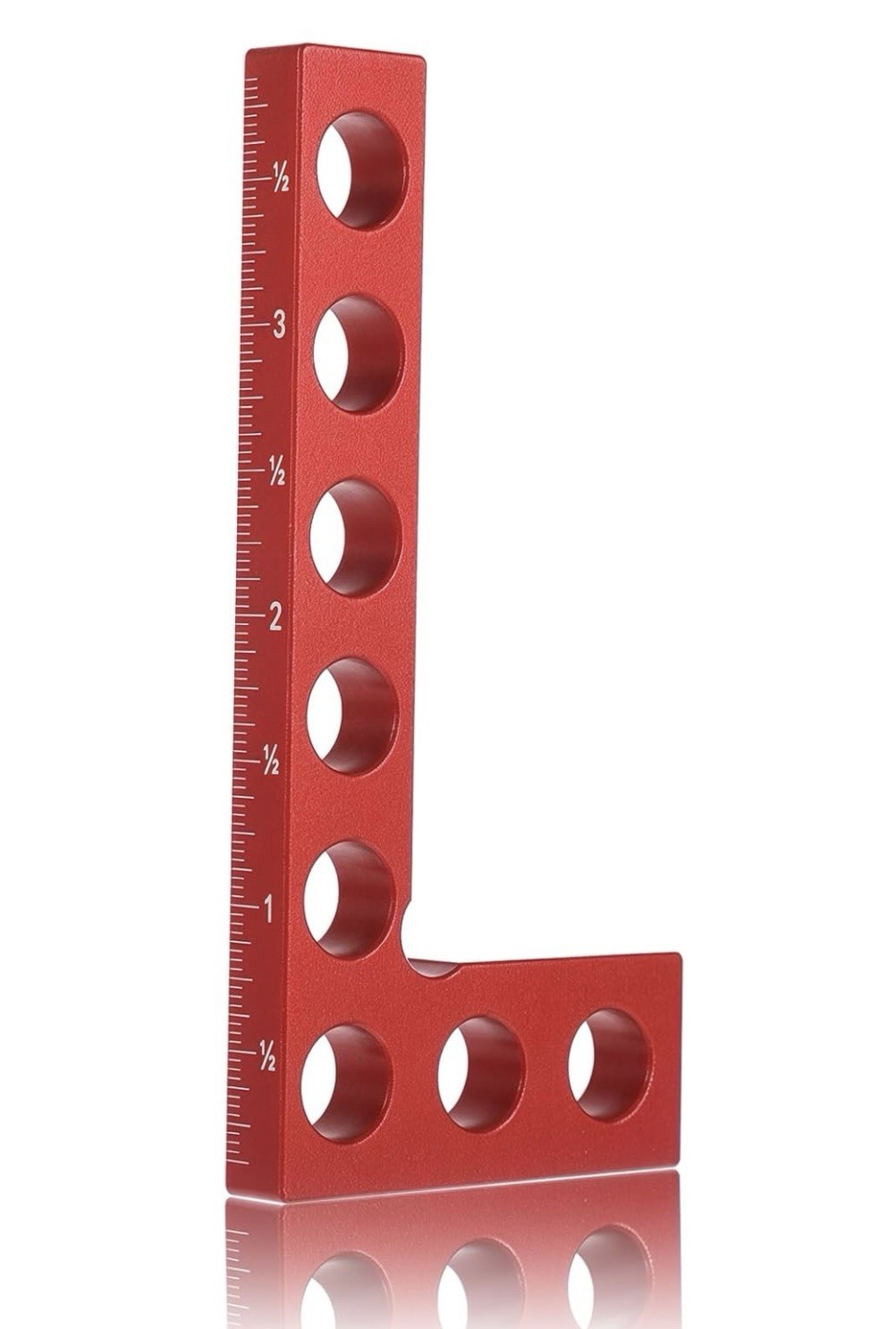 Small Mini Center Square Aluminum Red Precise Ruler 4”x2”