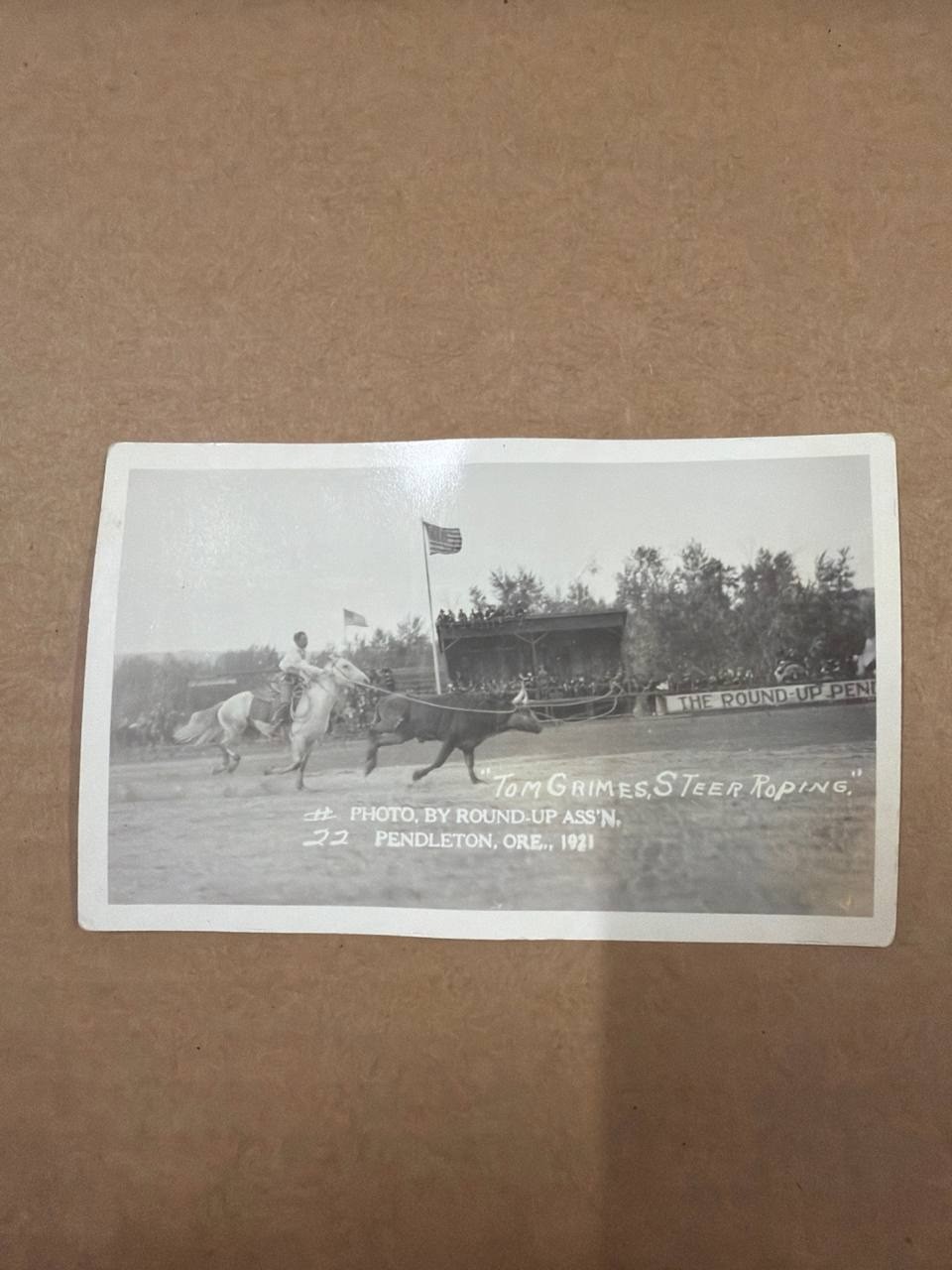1911 RPPC Tom Grimes Steer Roping Pendleton Round-Up Oregon Rodeo Postcard