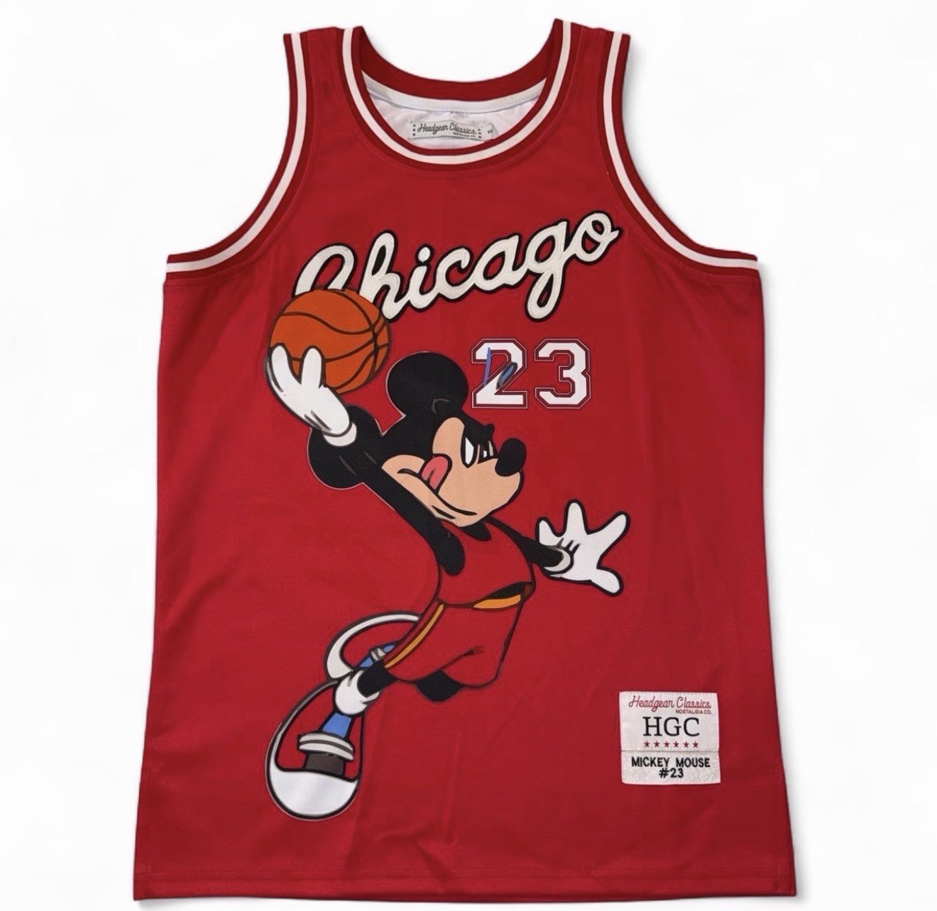 Headgear Classics NBA Chicago Bulls Mickey Mouse #23 Jersey Red White Size S