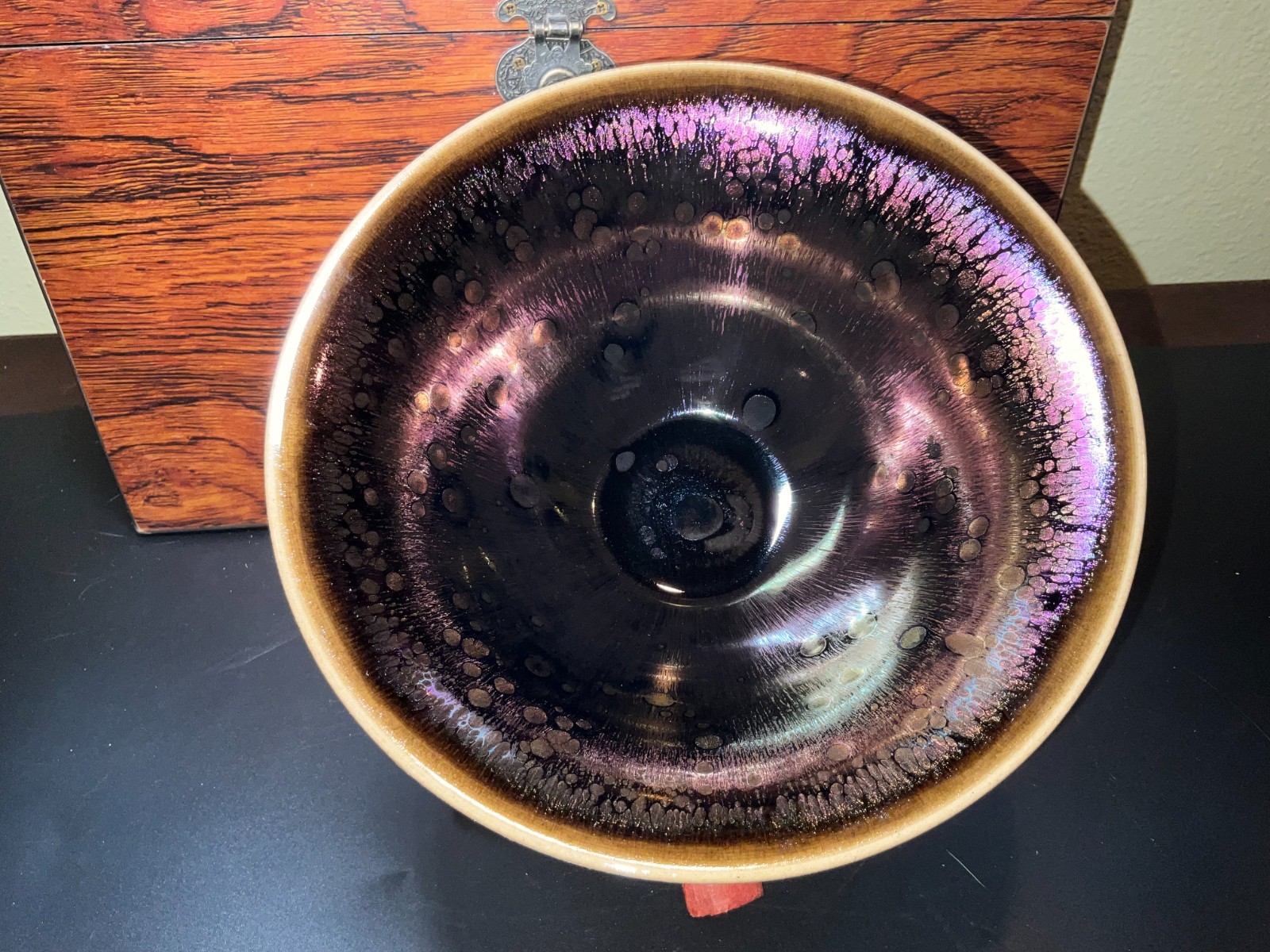 Authentic Chinese Jianzhan Tenmoku Bowl Obisidian Transformation Glaze 8.0 X3.5