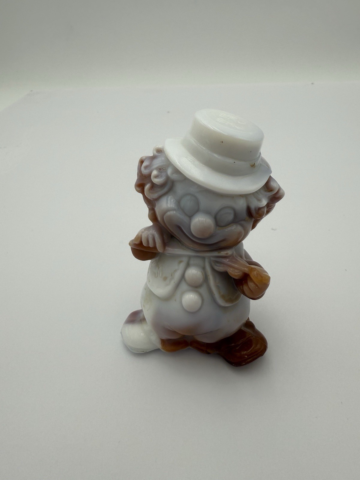 Mosser The Musical Fiddler Slag Glass Clown Shu Shu Brown Slag   C98