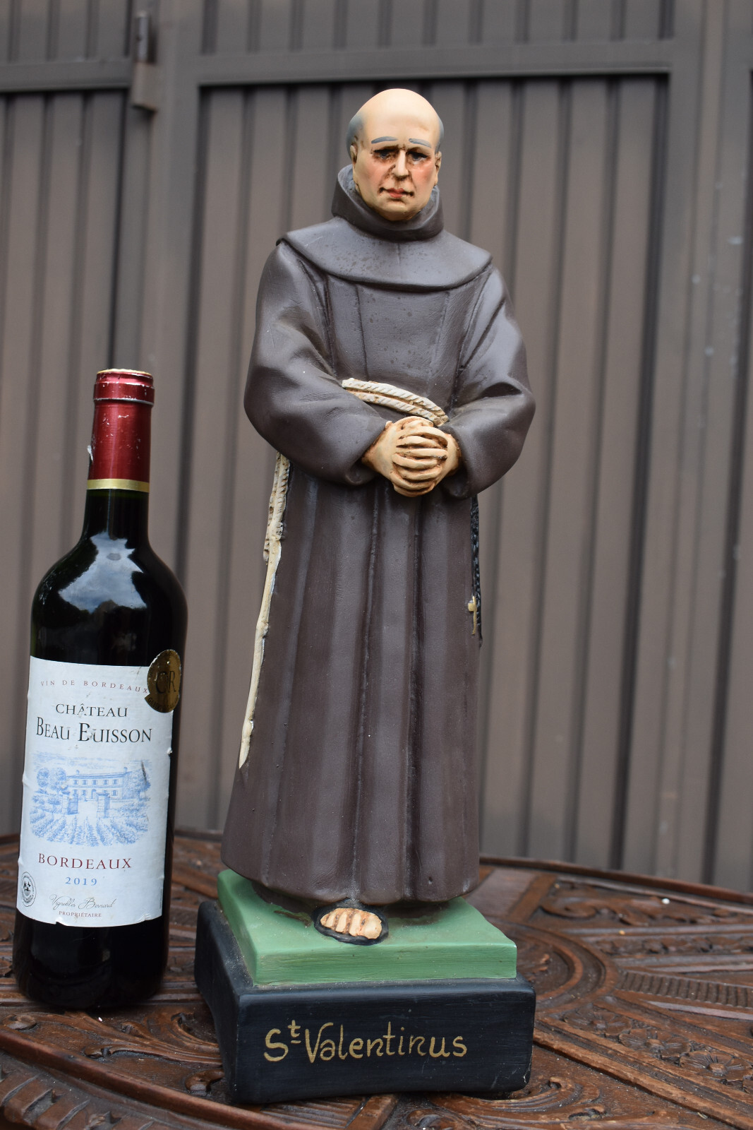 Antique Flemish chalk saint Valentinus Paquay Hasselt Belgium statue