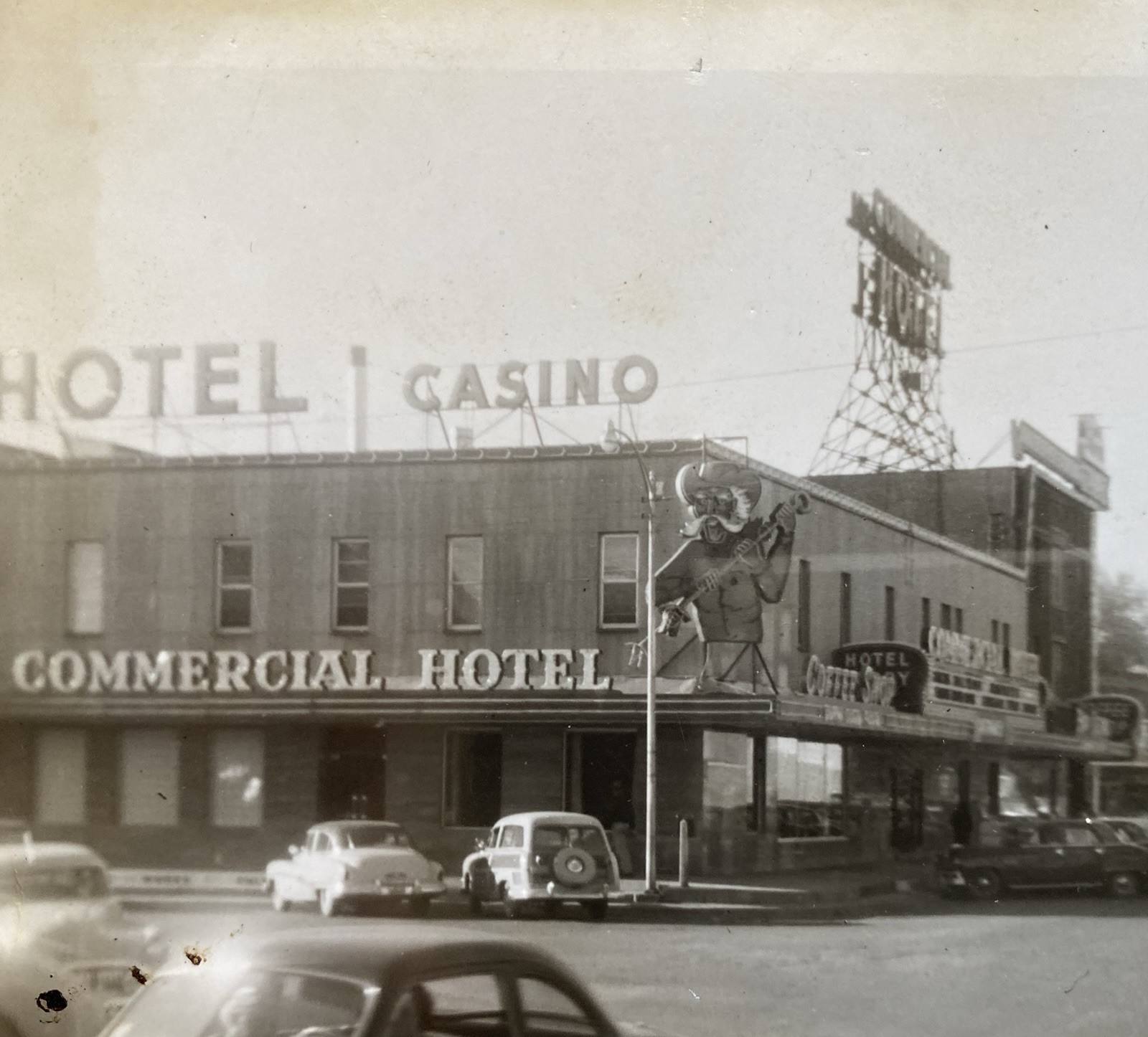Casino Elko Nevada Commercial Hotel & Casino Cowboy Neon Sign Vintage Photo