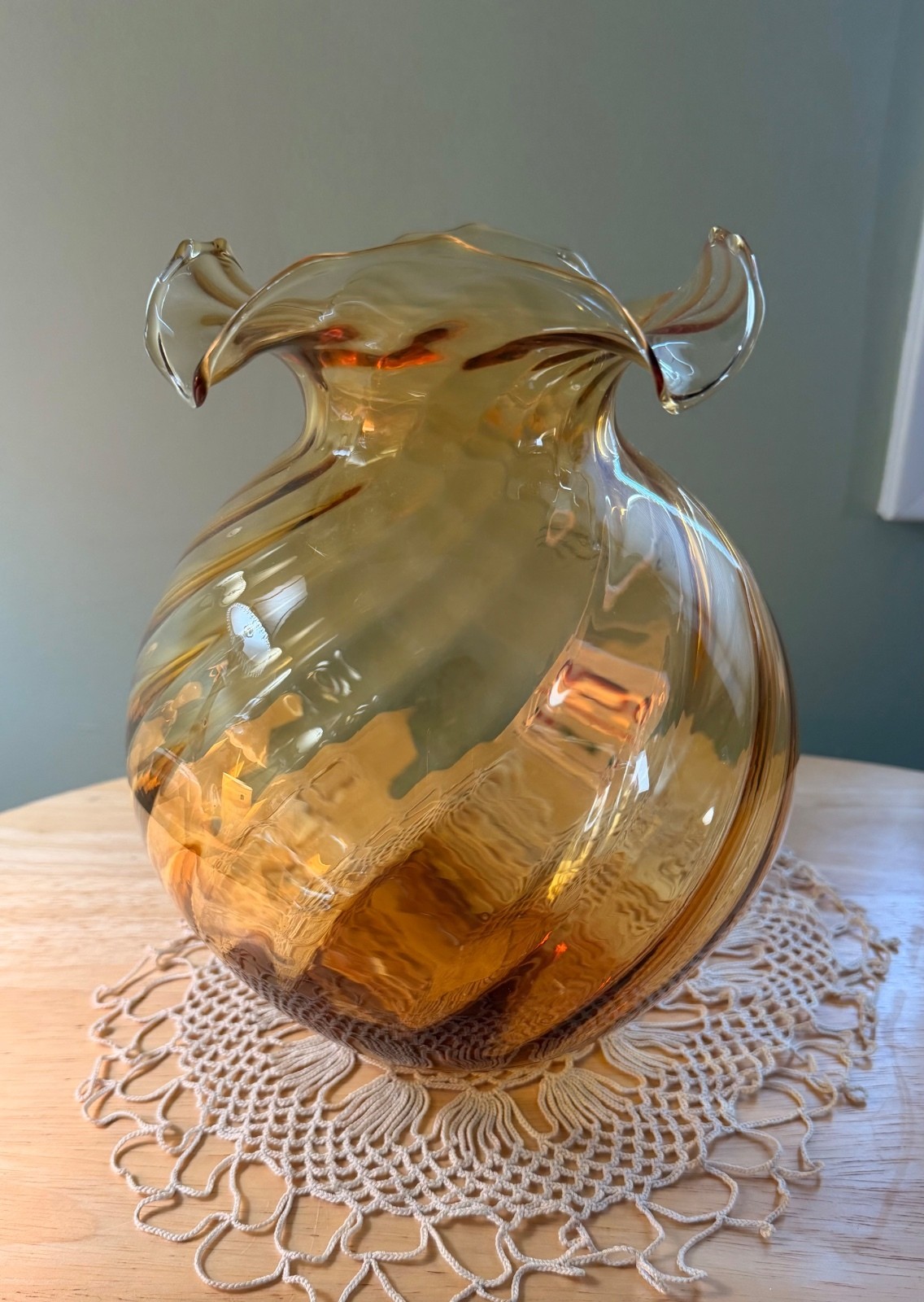 Alessandro Coppola Hand-Blown Amber Glass Vase