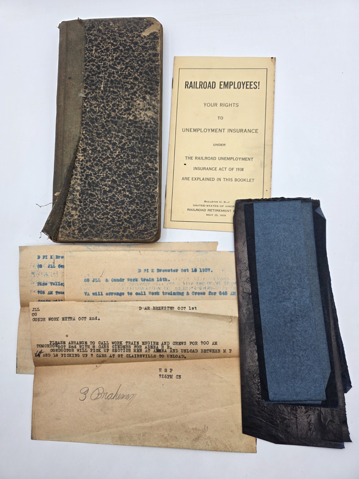 1937 Wheeling & Lake Erie Railway Conductor’s Train Book & Paper Ephemera  Ohio