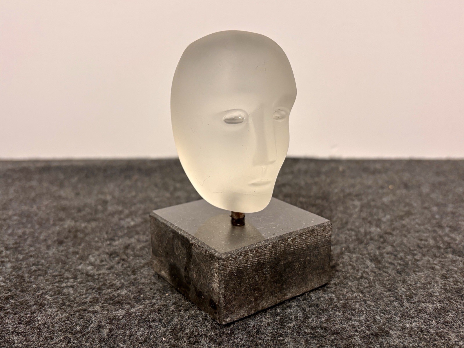 Kosta Boda Sweden Brains Head Art Glass Sculpture on Stand by Bertil Vallien