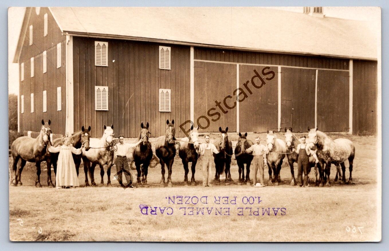 K55/ Interesting RPPC Postcard c1910 Horse Breeders Barn Occupational 300