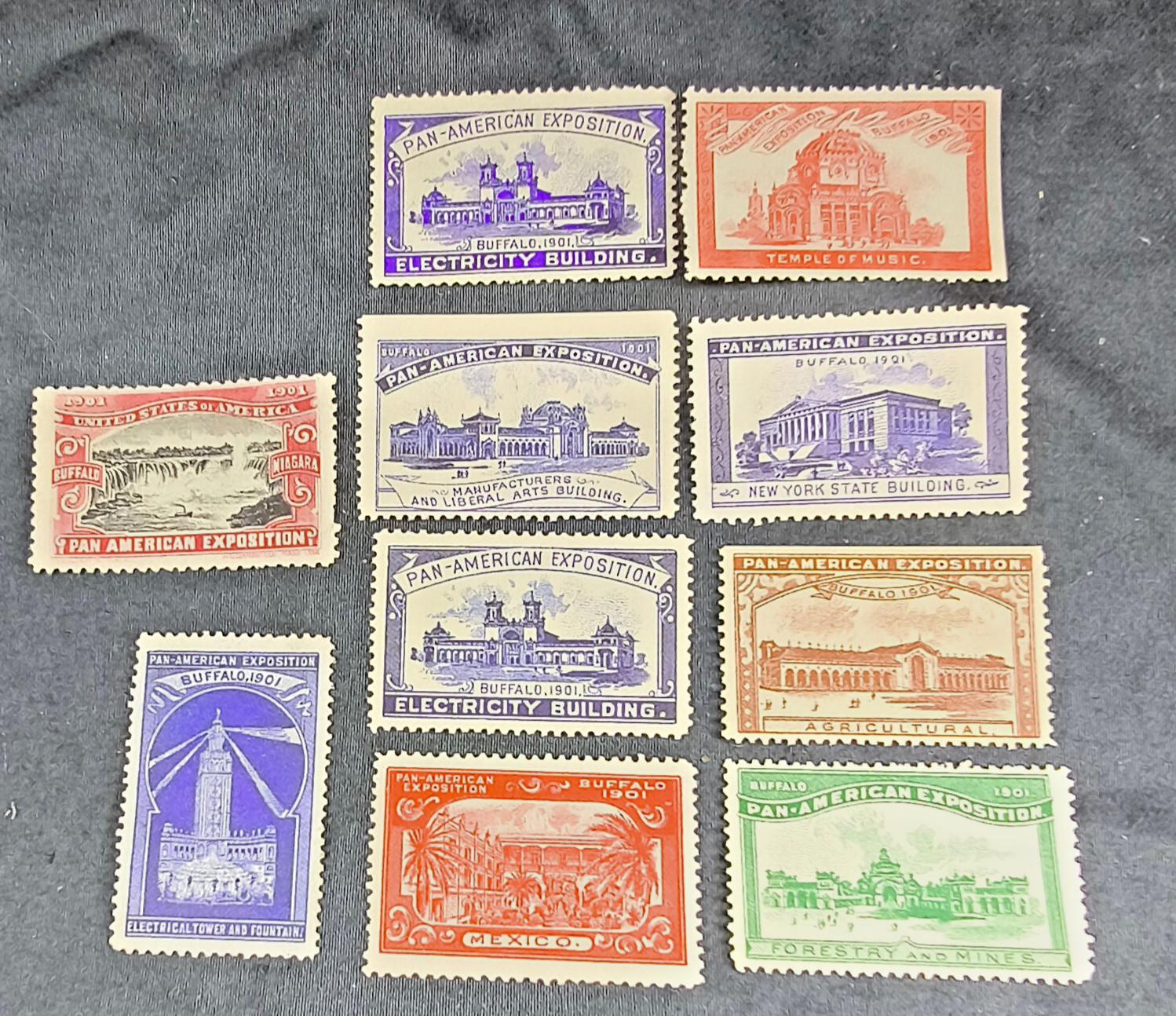 Lot of 10 Vintage 1901 Pan-American Exposition Buffalo Cinderella Stamps MNH Lot of 10 Vintage 1901 Pan-American Exposition Buffalo Cinderella Stamps MNH