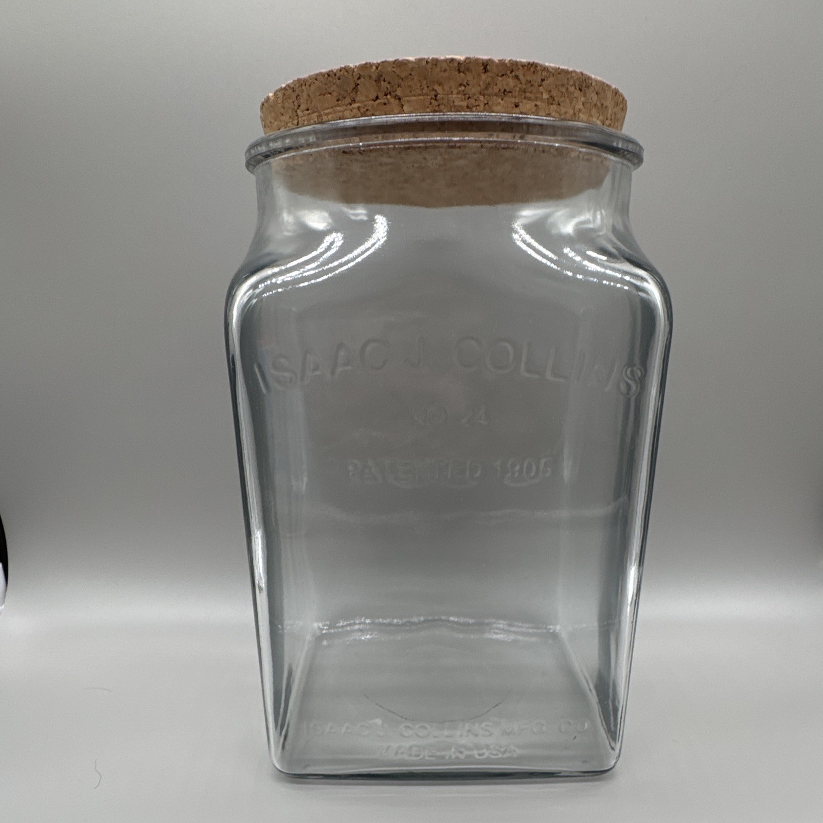Vintage Isaac J Collins No 24 Glass General Store Counter Jar Patented 1905 USA