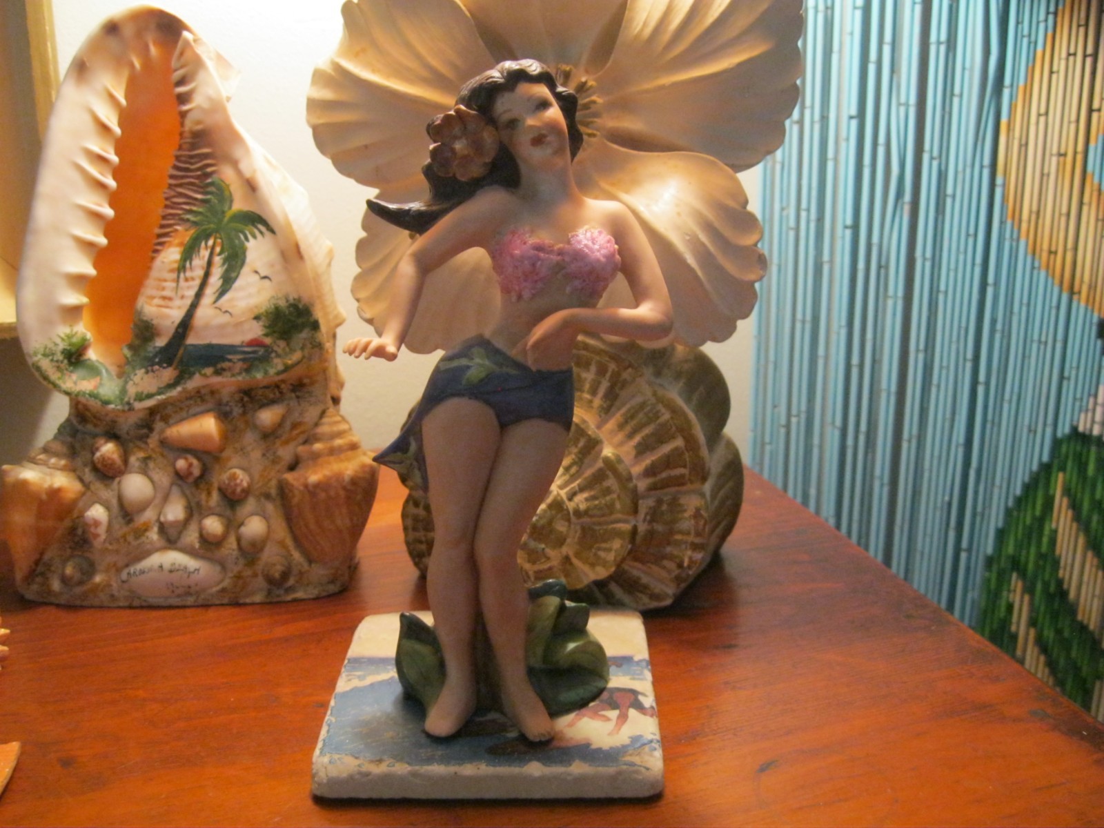 Vintage Chalkware Hawaiian Hula Dancer Figurines
