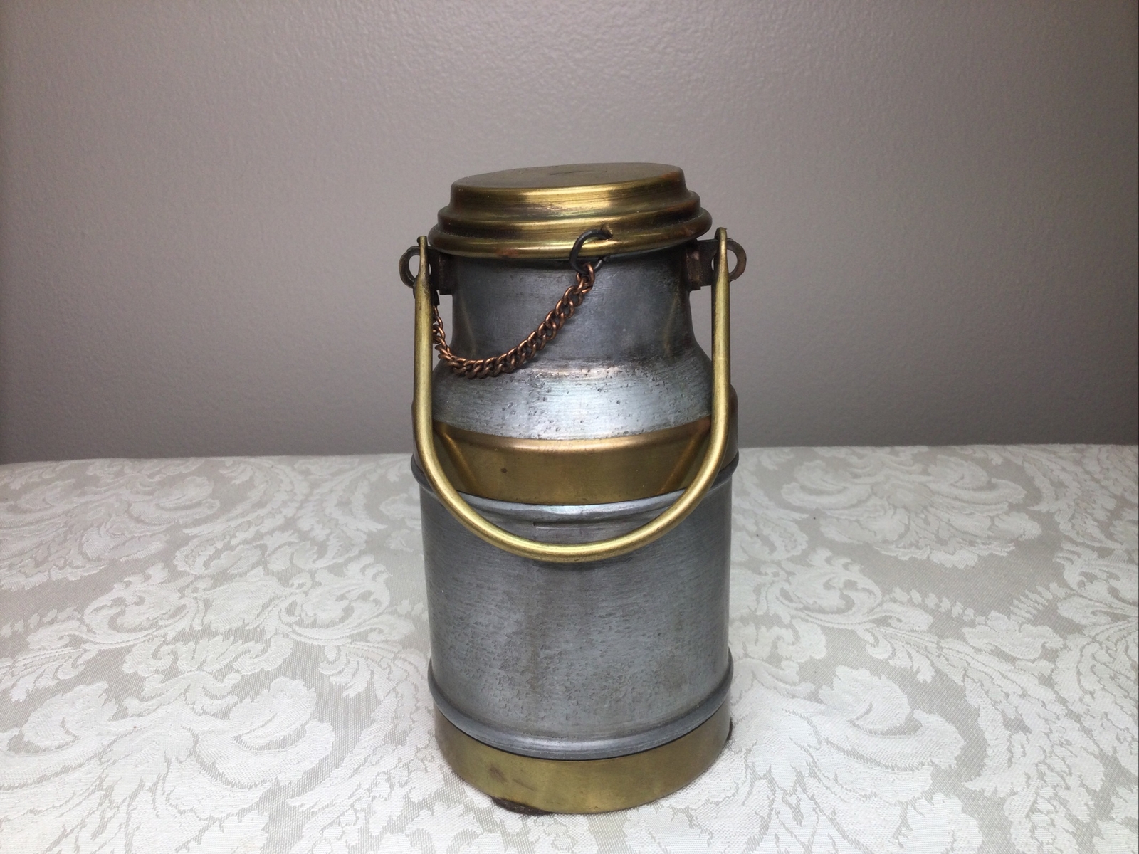 Jatex International Vintage Copper Steel Yogurt Pot w lid brass accent Turkey