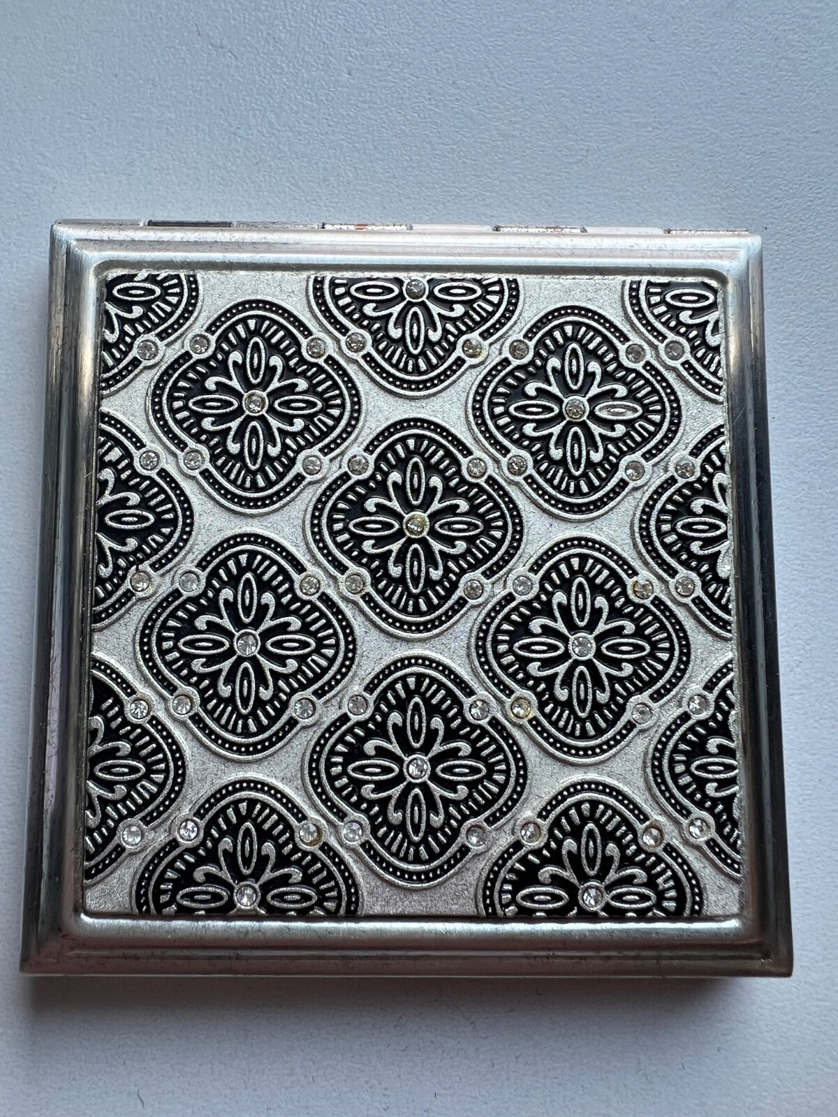 Vintage Irving Rice Silver Double Sided Compact Mirror w/ Pouch and Box