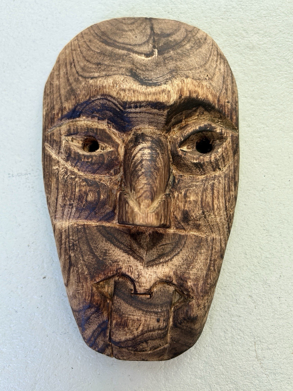 Mah Meri Moyang Kuhau Carved Wood Spirit Mask 8″ Orang Asli Malaysia 1990s VTG