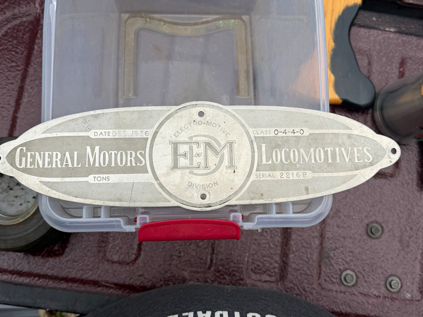 General Motors EMD Locomotive Builder Plate Class 0-4-4-0 Serial 22168 1956