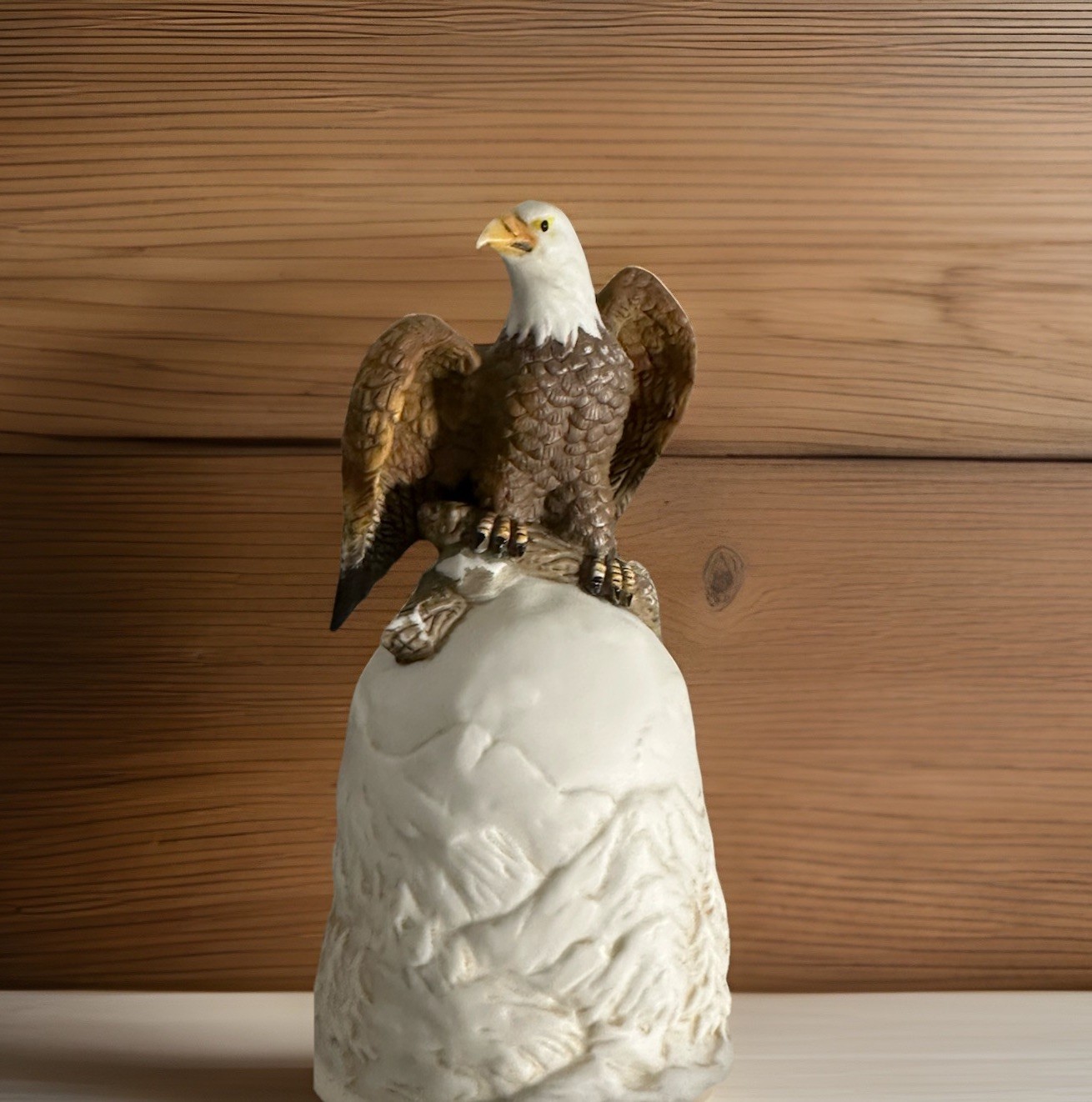 Bald Eagle Porcelain Bell Figurine – Matte Finish – Patriotic Collectible