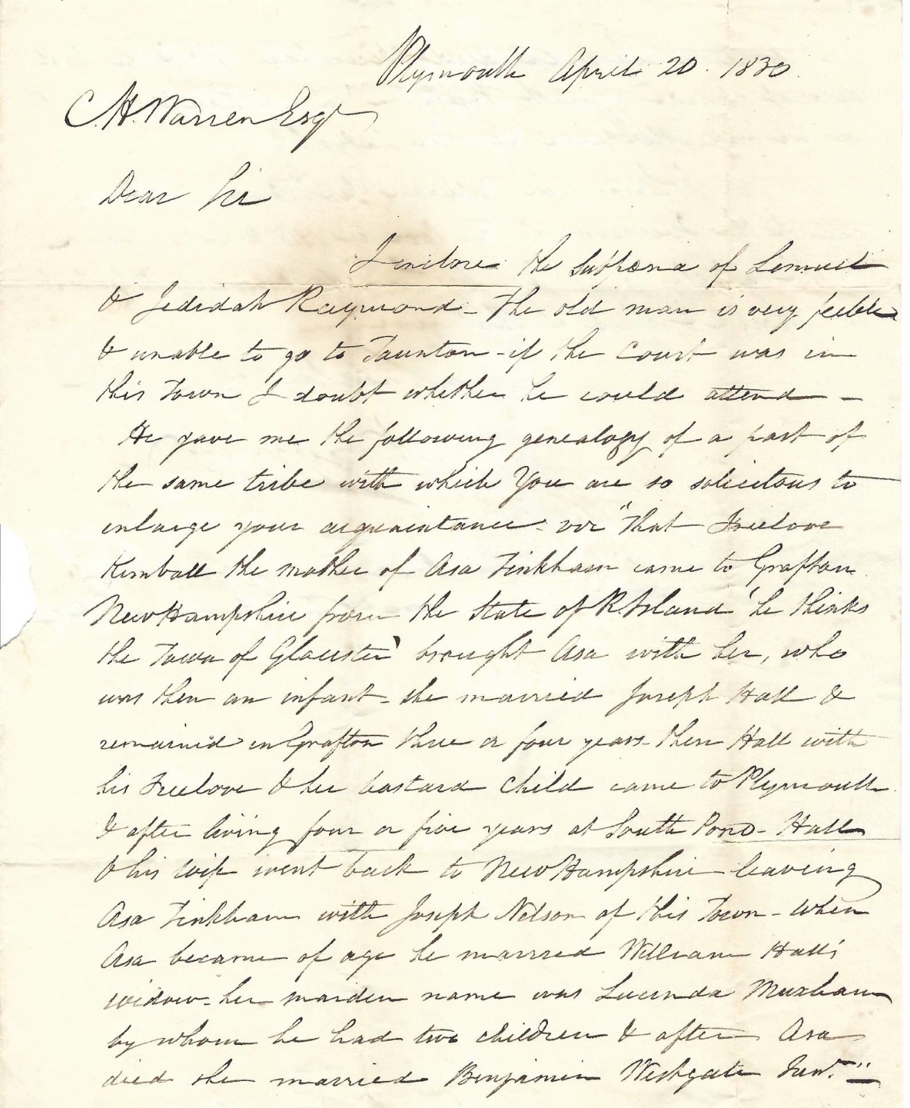 Early 19th Century Free Love Legal Action In Plymouth, MA, Establishes Parentage