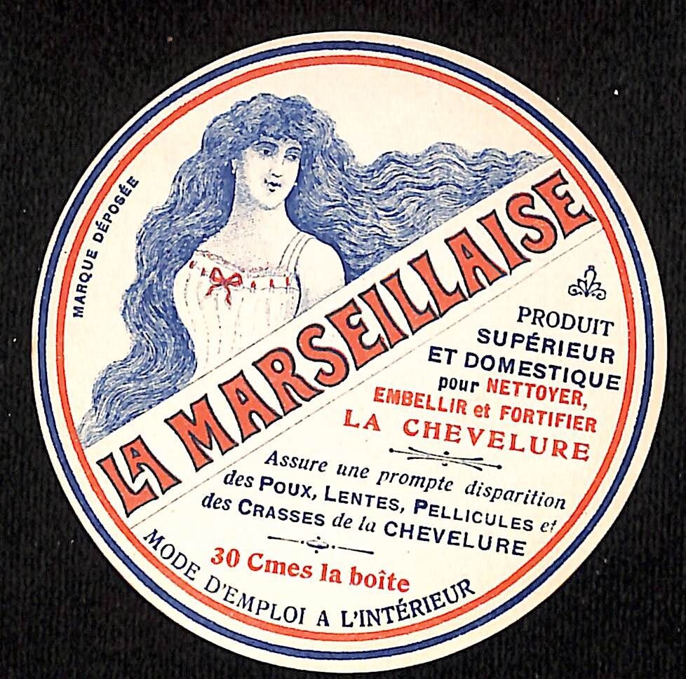 La Marseillaise Hair / Scalp Treatment Lice Dandruff French Vintage Label VGC