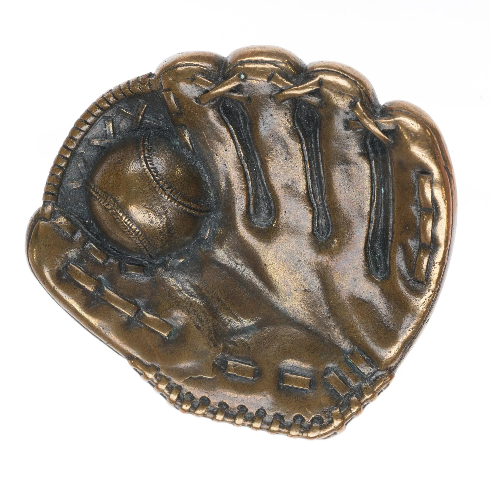 Retired James Avery bronze baseball/Softball glove belt buckle