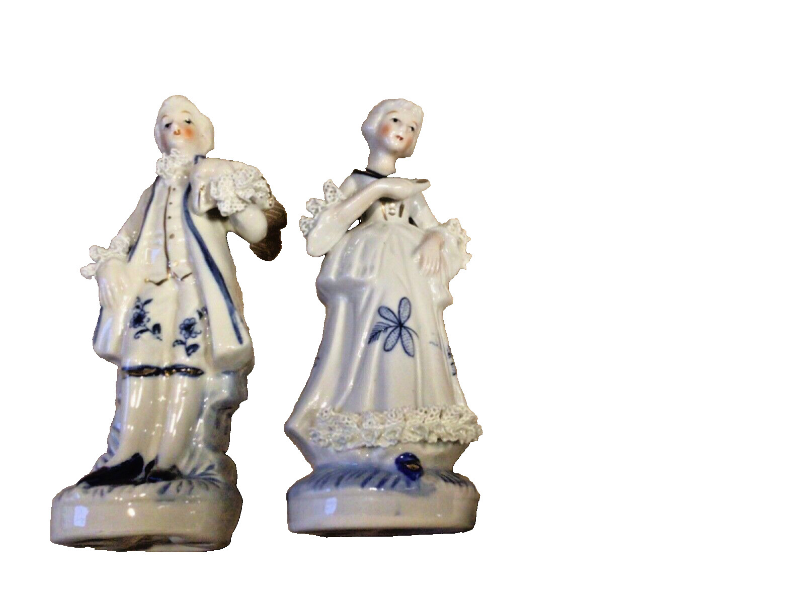 Vintage, Colonial Couple Porcelain, Blue and White 6\