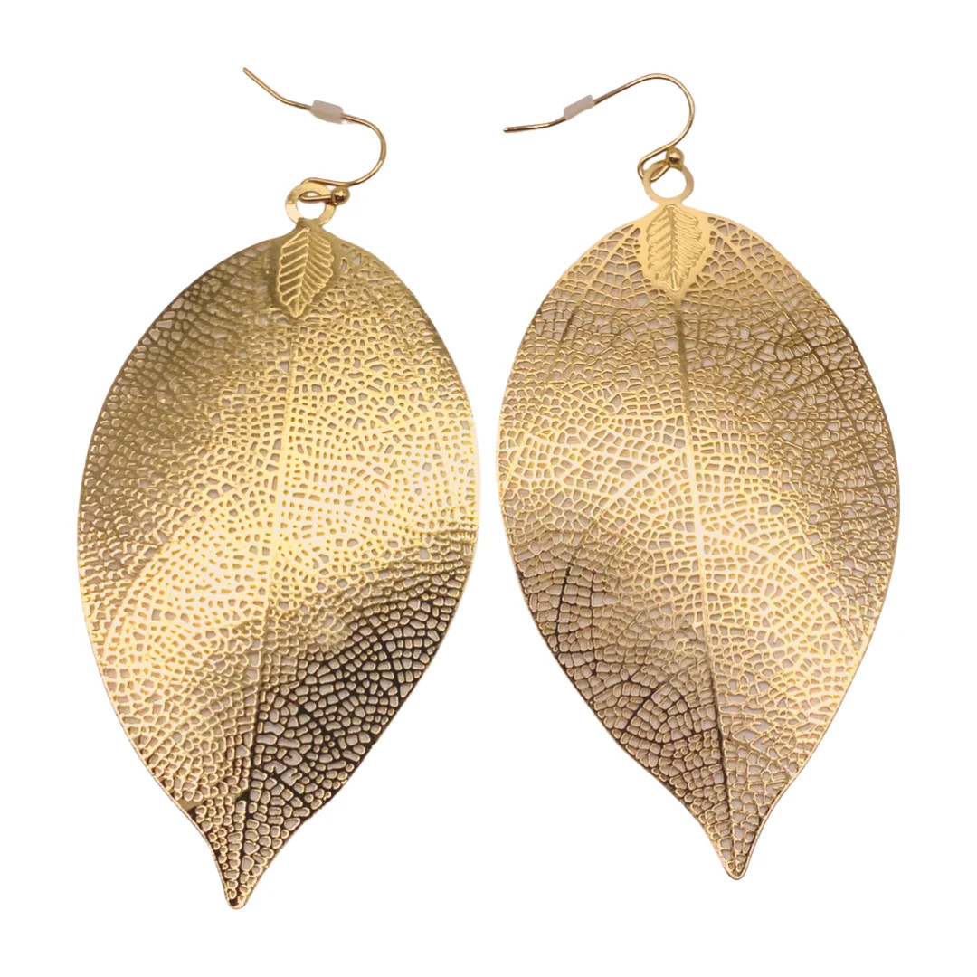 Large Gold Leaf Earrings