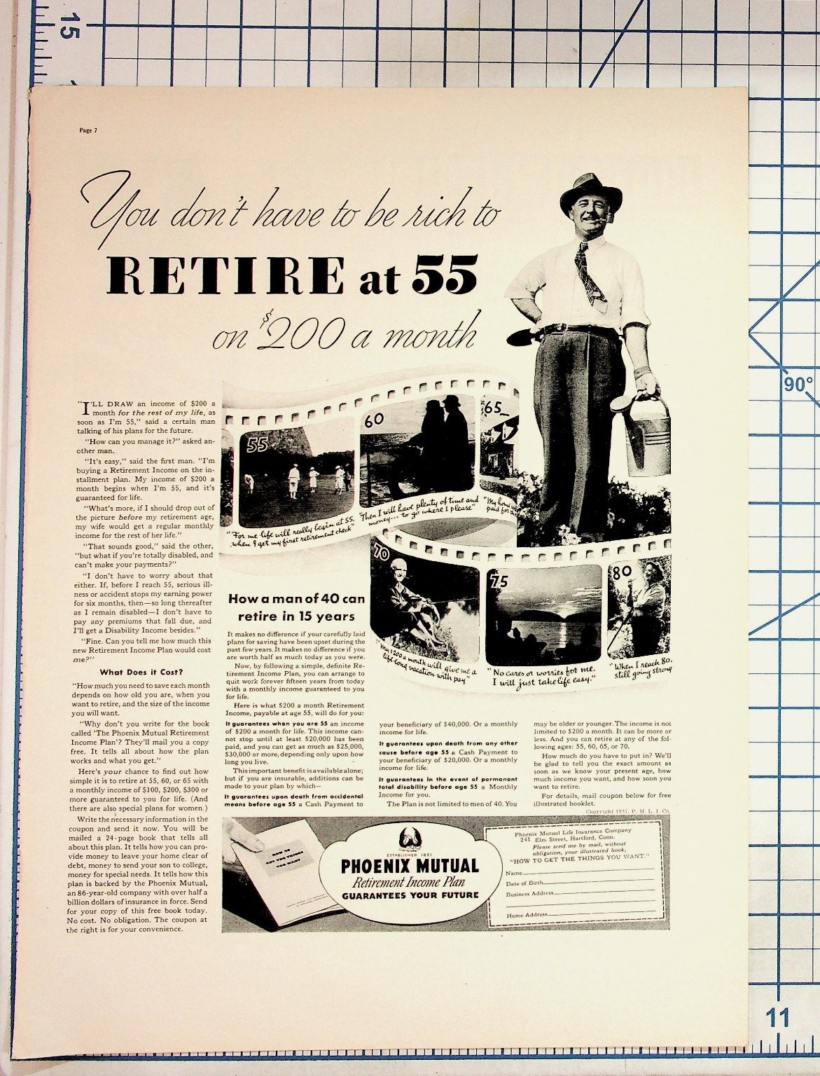 1937 Phoenix Mutual Retirement Income Plan Vintage Magazine Ad Ephemera 1937 Phoenix Mutual Retirement Income Plan Vintage Magazine Ad Ephemera