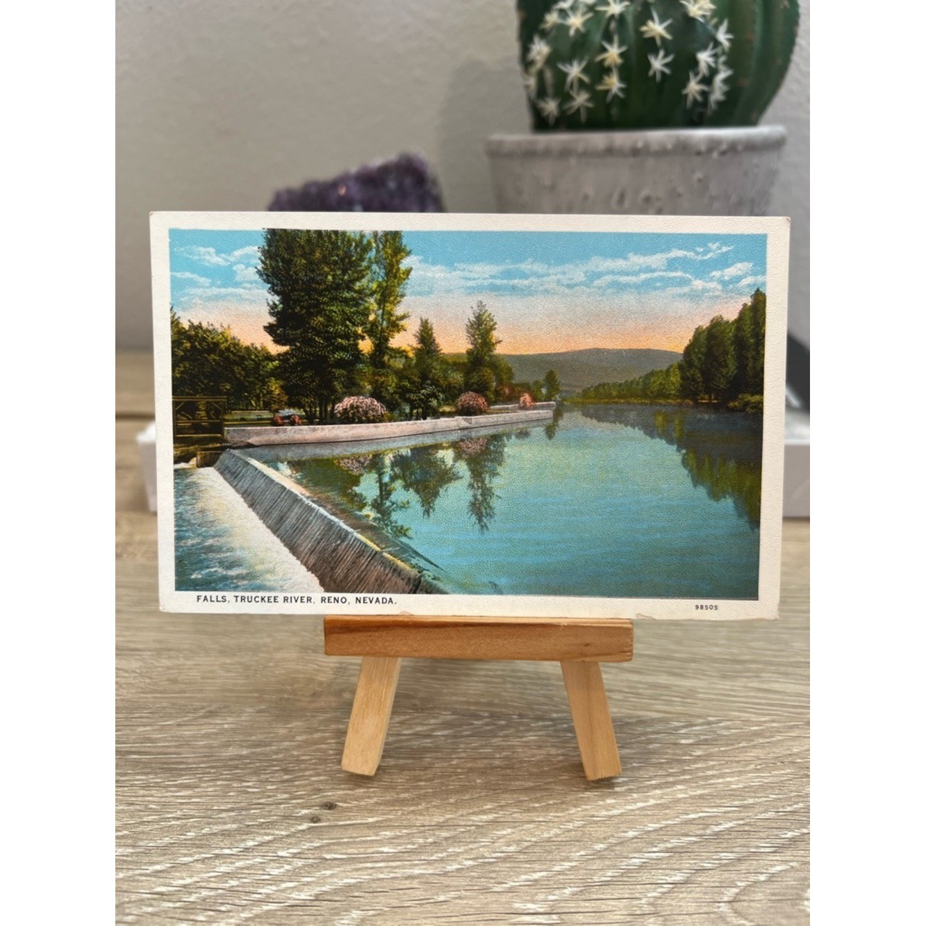 Vintage Reno Nevada Postcard Falls Truckee River Scenic Unused C.T. American Art