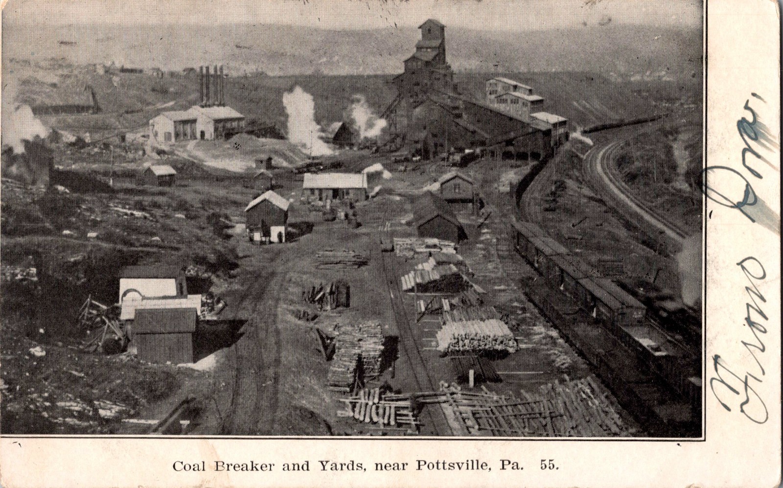 [94i] Postcard 1907, Coal Breaker and Yards, Near Pottsville PA