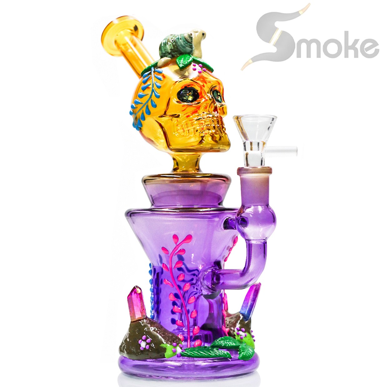 9INCH Hookah Glass Bong and Water Pipes Smoking Perc bongs 14mm bowl Skull Head