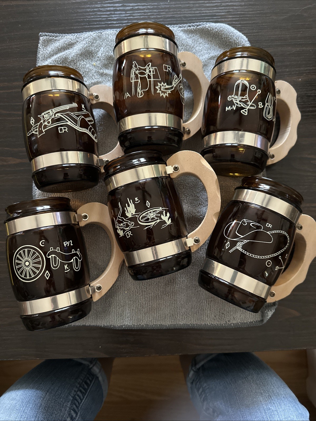 1950’s Siesta Ware Western Mugs, Set Of 6