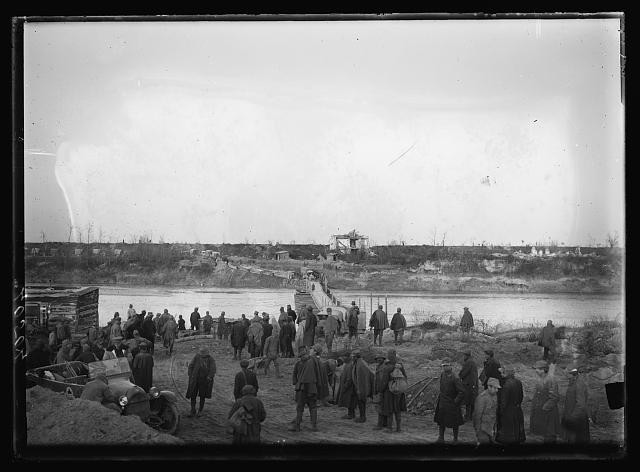 Photo:Piave River Italy 1918 Pontoon Bridge Red Cross Car World War I