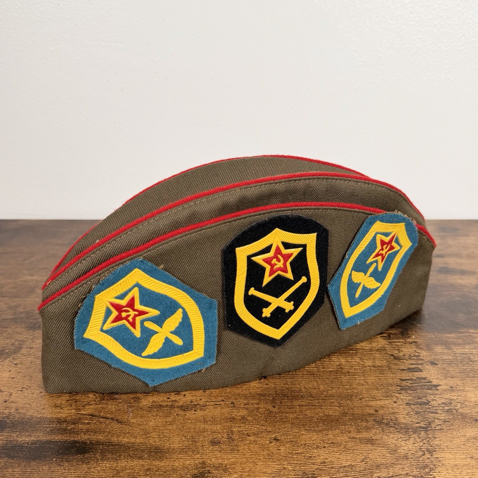 Vintage Soviet Union USSR Military Hat w/ Patches and Pins | CCCP