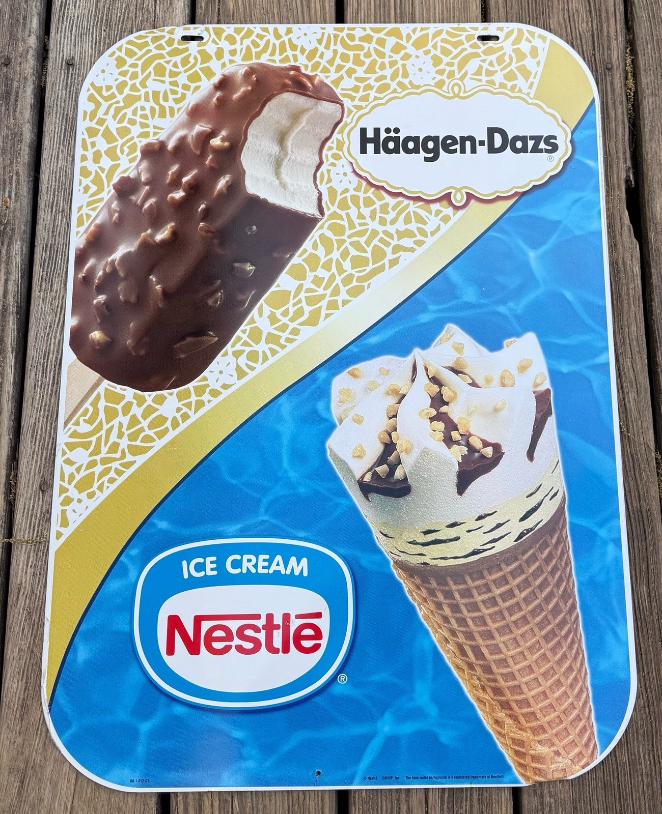 Vintage Haagen Dazs Nestle Advertising Metal Sign Dual Sided 27” Vintage Haagen Dazs Nestle Advertising Metal Sign Dual Sided 27”
