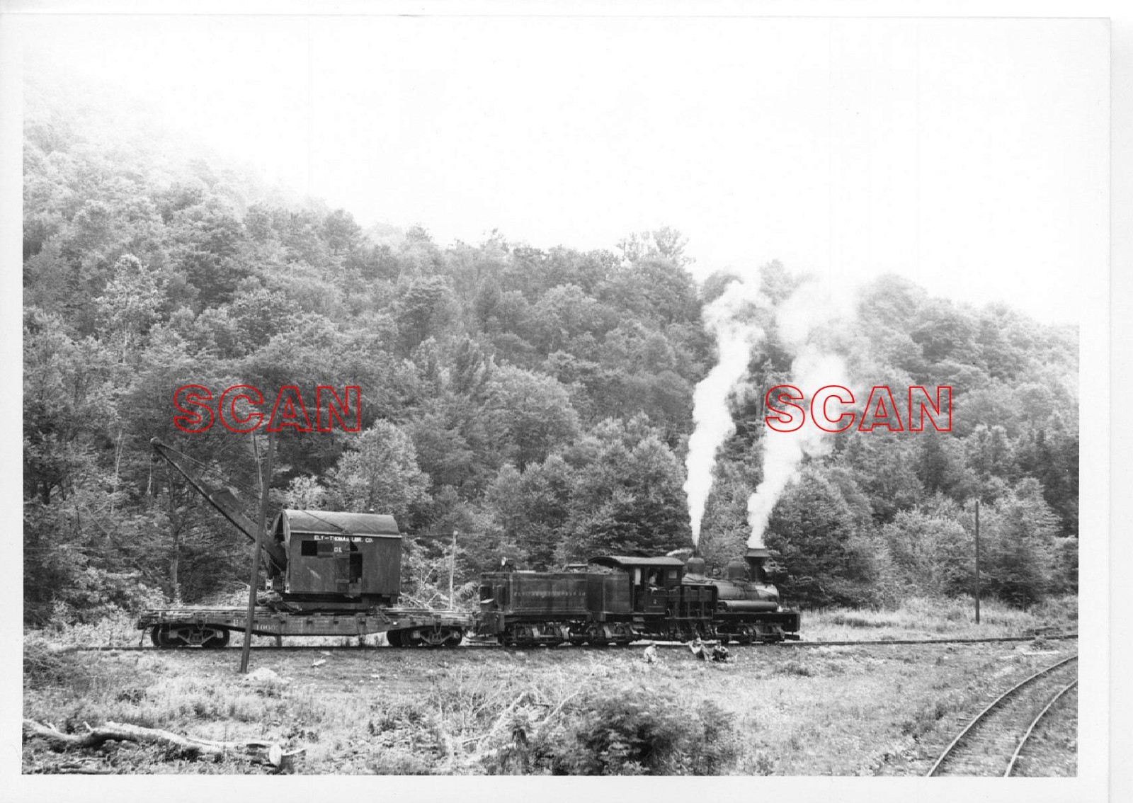 26CC499 RP ELY THOMAS LUMBER CO RAILROAD DERRICK + SHAY LOCOMOTIVE #2