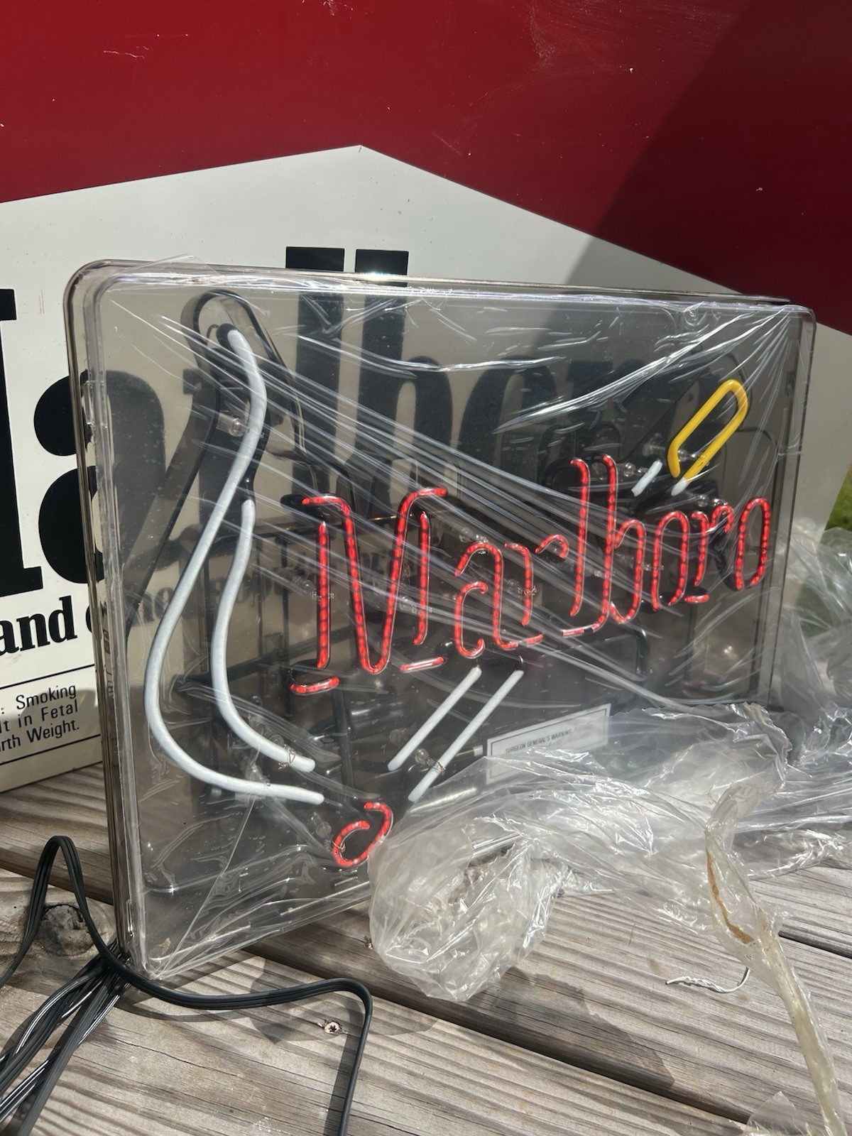 90s VINTAGE Marlboro Neon Light Tobacco Advertising Sign Cigarette