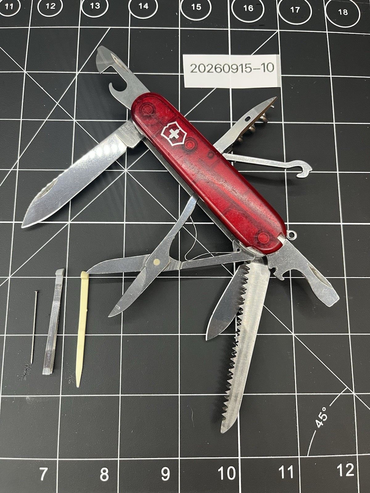 Victorinox Huntsman Swiss Army knife Translucent Ruby Red Pin Clean Victorinox Huntsman Swiss Army knife Translucent Ruby Red Pin Clean